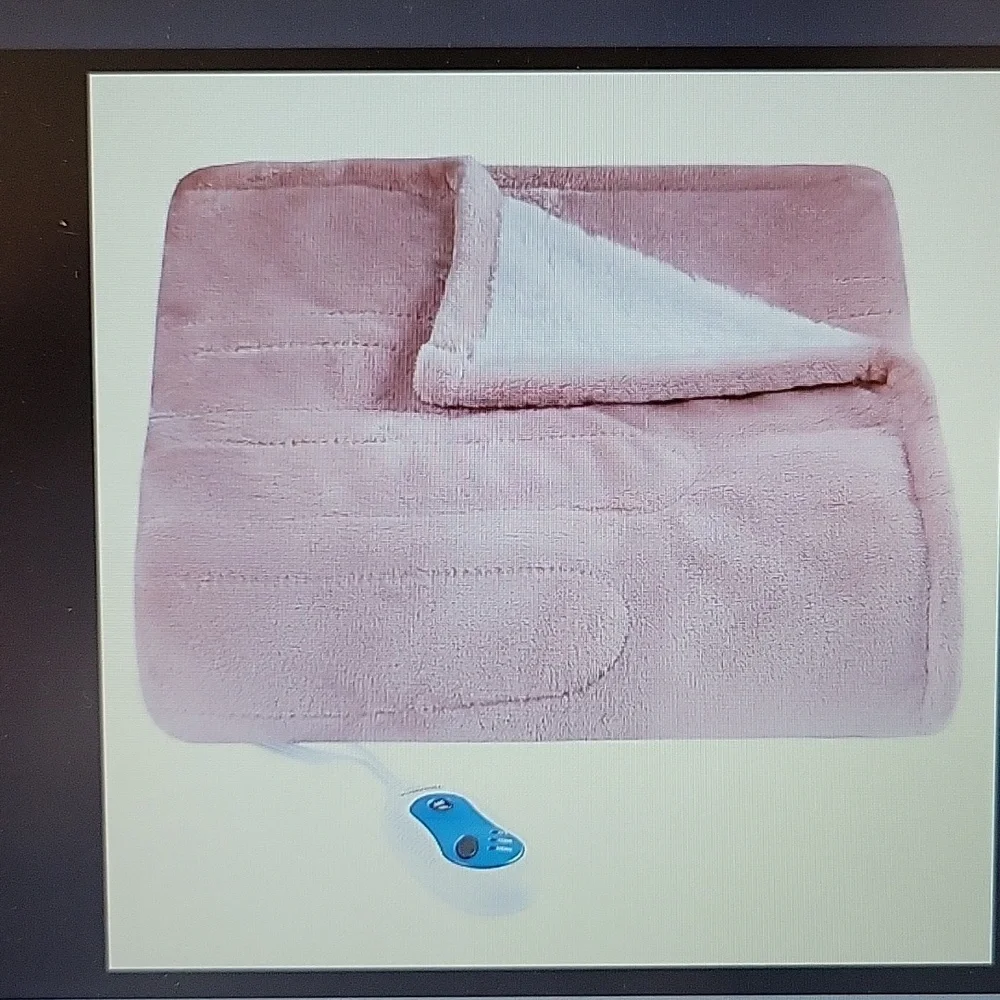 Coriwell Pink Heated Electric Throw white Sherpa 50x60